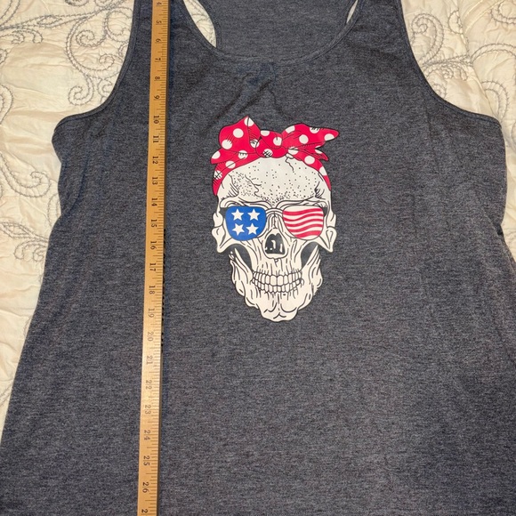 Patriotic skull lady tank, 2X, plus size - Picture 4 of 6
